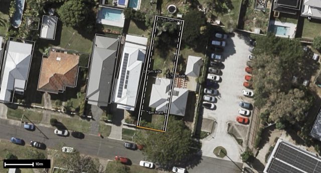 Aerial of 94 Boothby Street, Kedron QLD 4031 with the block outlined