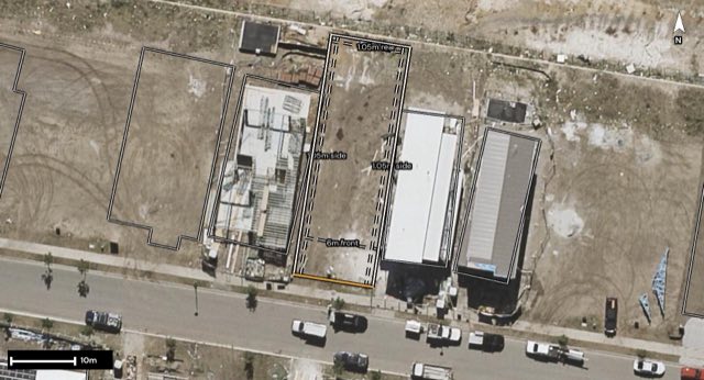 Aerial of 95 Aqua Street, Newport QLD 4020 with the block outlined