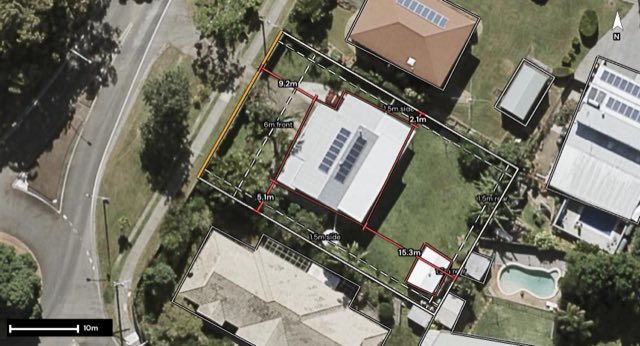 Aerial of 95 Palmwoods Montville Road, Palmwoods QLD 4555 with the block outlined