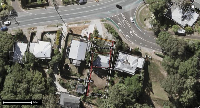 Aerial of 97 Nambour Mapleton Road, Nambour QLD 4560 with the block outlined